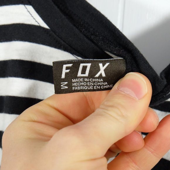 Fox Racing Tank Top Womens Medium White Black Striped Lightweight Summer Crew - Picture 8 of 9